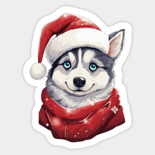 Christmas Husky Dog Sticker